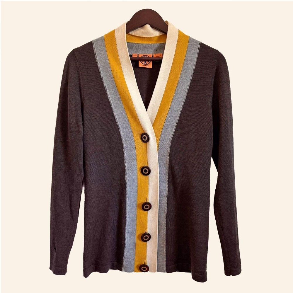 Tory Burch 100% Wool Colorblock Cardigan
